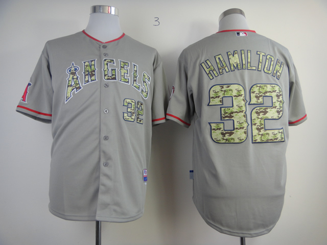 Men Los Angeles Angels #32 Hamilton Grey Camo MLB Jerseys->los angeles angels->MLB Jersey